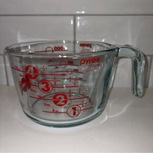 Pyrex Clear Glass Cup with Red Markings